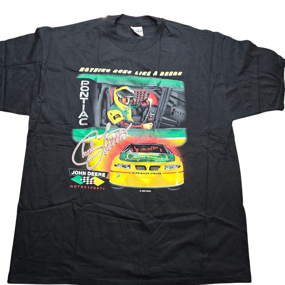 Vintage 1996 Chad Little John Deere Motorsports NASCAR black tee size 2xl  NEW